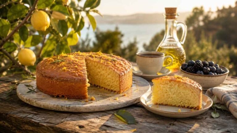Fresh Rustic Olive Oil Lemon Cake With A Golden Crumb