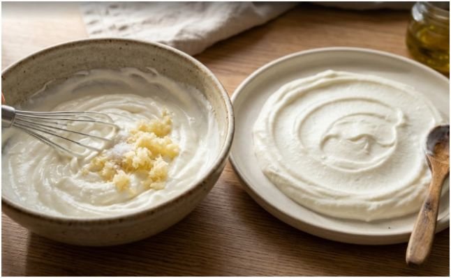 Prepare the garlic yogurt